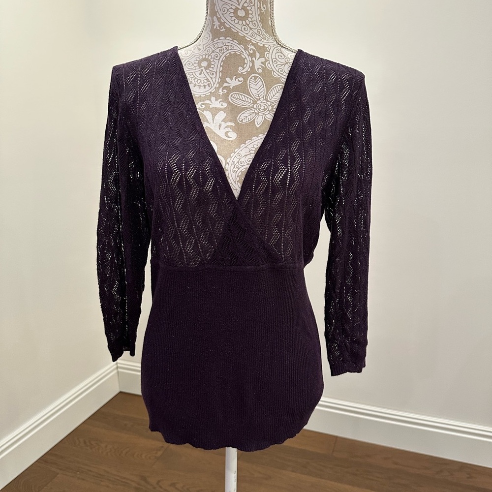 Eggplant V-Neck Wrap Sweater